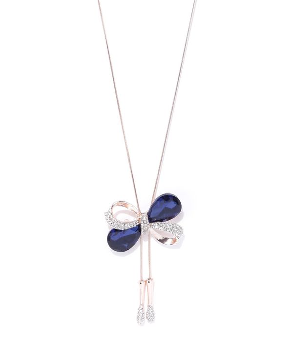 YouBella Navy Blue Silver-Plated Necklace